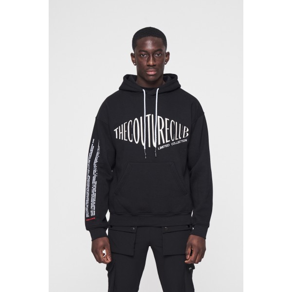 The Couture Club Oversized Front Print Hoodie Black